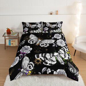 Death Moth Skull Heads Twin Comforter Set